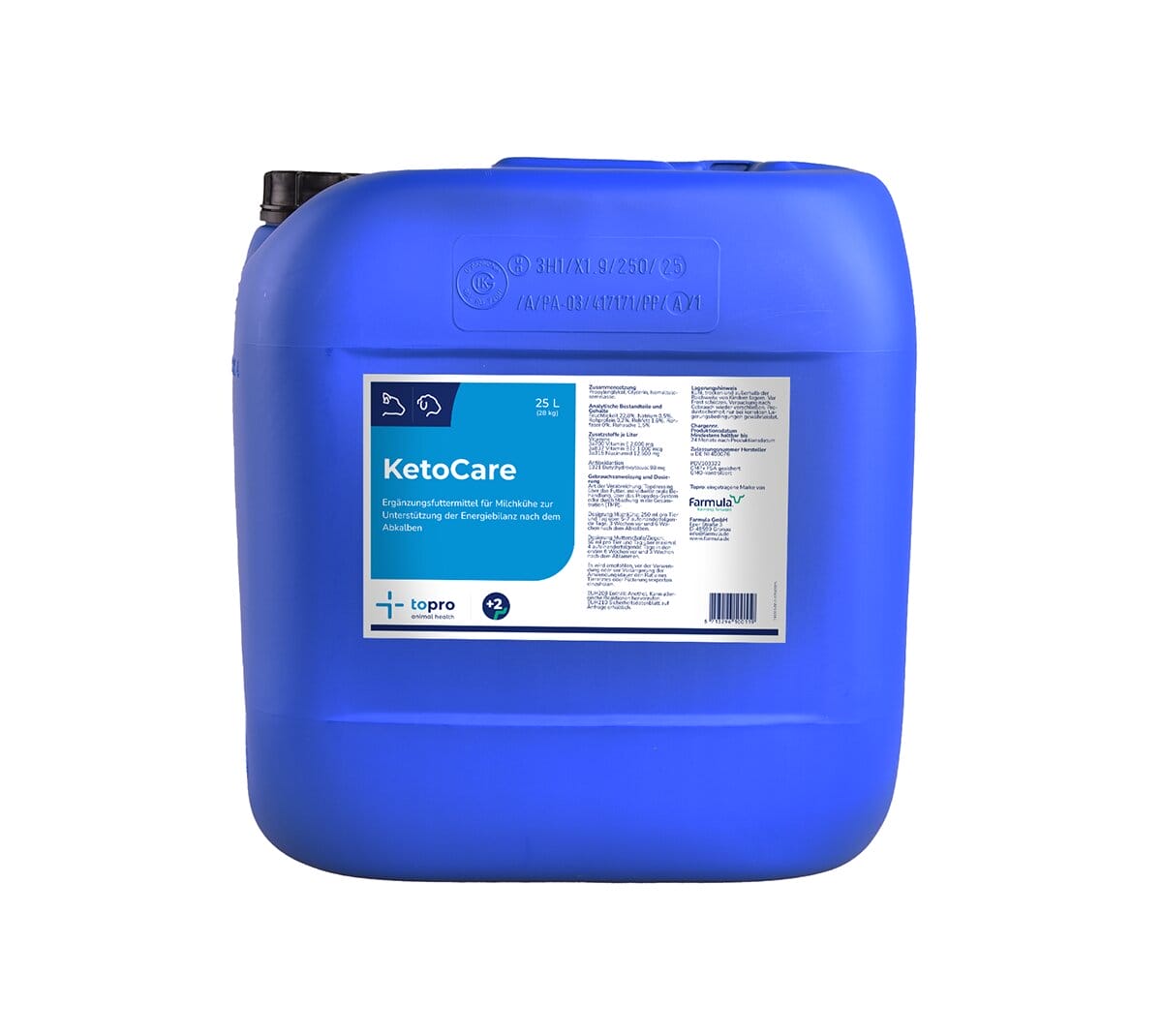 Topro KetoCare flüssiges Ergänzungsfuttermittel für Milchkühe – zur Unterstützung der Energieversorgung und Pansenfunktion bei Ketose-Risiko nach dem Abkalben.