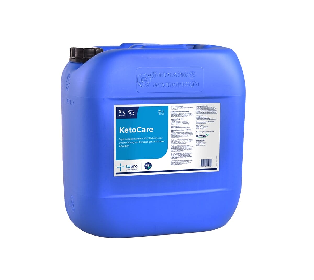 Topro KetoCare flüssiges Ergänzungsfuttermittel für Milchkühe – zur Unterstützung der Energieversorgung und Pansenfunktion bei Ketose-Risiko nach dem Abkalben.